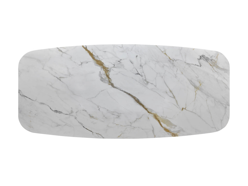Tavolo Fisso Atlas con Piano in Ceramica Calacatta Oro Lucido e Base in Metallo - Stones