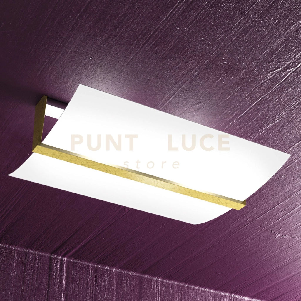 WOOD PLAFONIERA CM.50 2 LUCI FOGLIA ORO 1019-PL50-FO