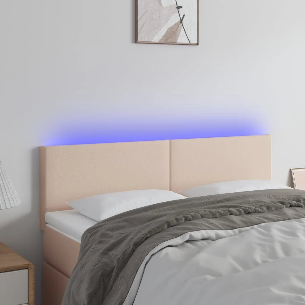 Testiera | Testata Cappuccino a LED 144x5x78/88 cm in Similpelle