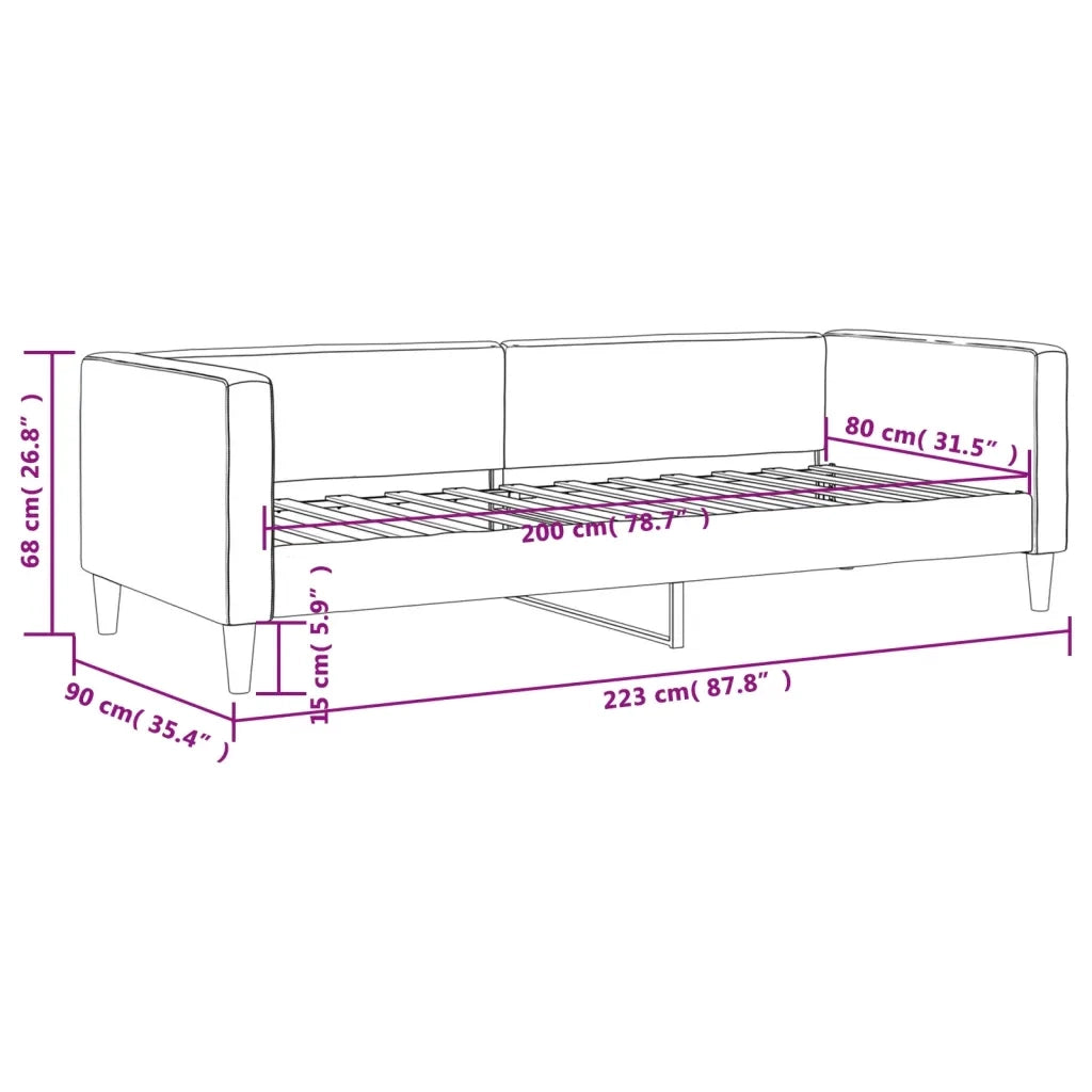 Letto da Giorno Nero 80x200 cm in Tessuto 353980