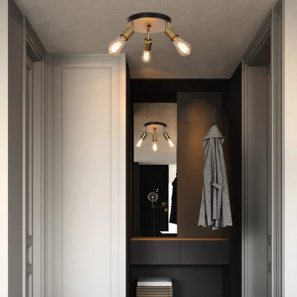 ZMH Faretto da soffitto 3 luci E27 max 25W moderni retrò rotondi girevoli per camera letto corridoio soggiorno