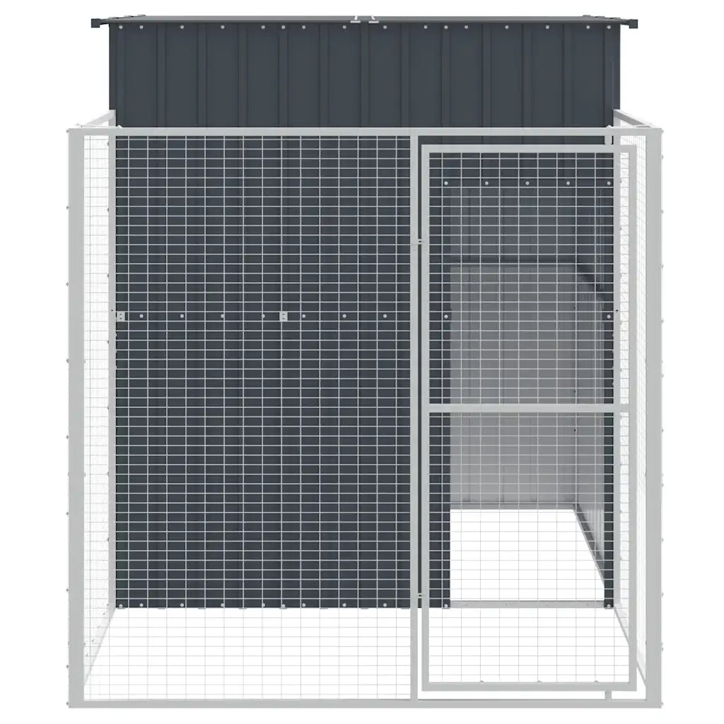 Casetta Cani con Corsa Antracite 165x251x181 cm Acciaio Zincato 172365