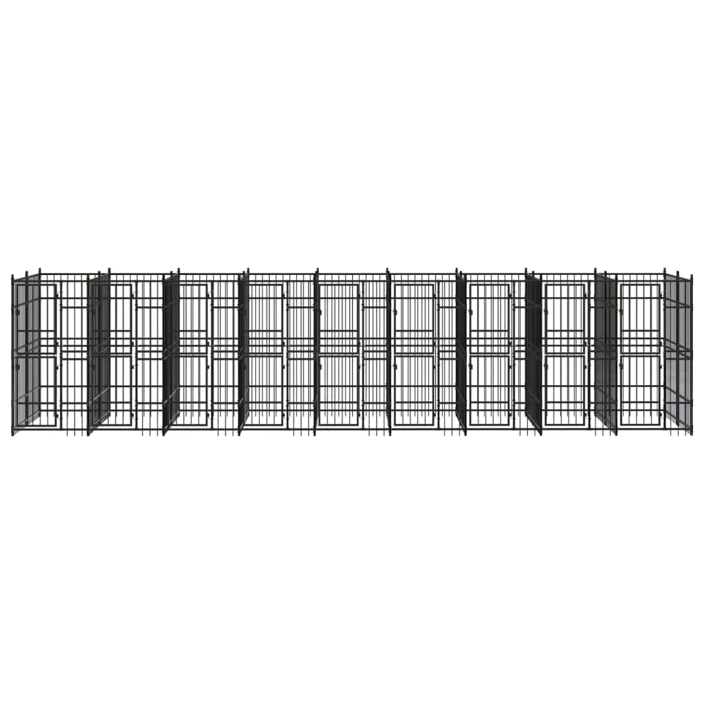 Cuccia/gabbia/recinto/pac per cani da esterno acciaio 16,59 m² nero 02_0041801