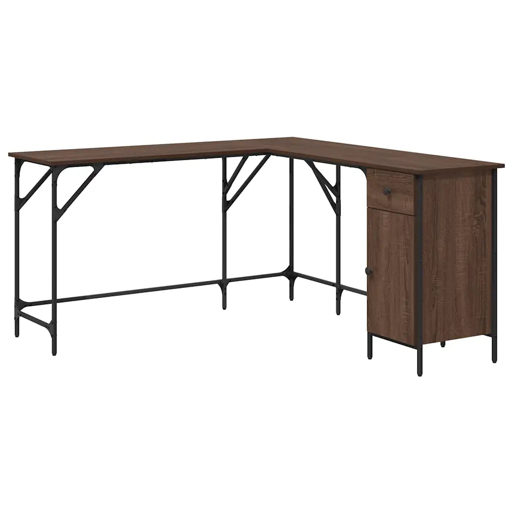 Scrivania Rovere Marrone 141x141x75 cm in Legno Multistrato 837601