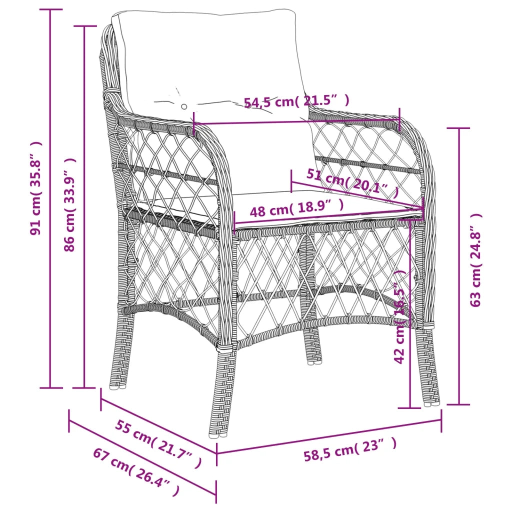 Sedie da Giardino con Cuscini 2 pz | Sedie da Esterno Grigie in Polyrattan