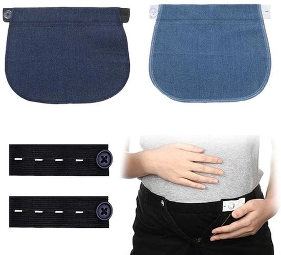 Gonna elastica per gravidanza - regolabile - pantaloni e gonne - comoda - pratica - gravidanza - nera - 2 pezzi - adatta a tutte le misure - indossabile comodamente - sostegno addome e schiena