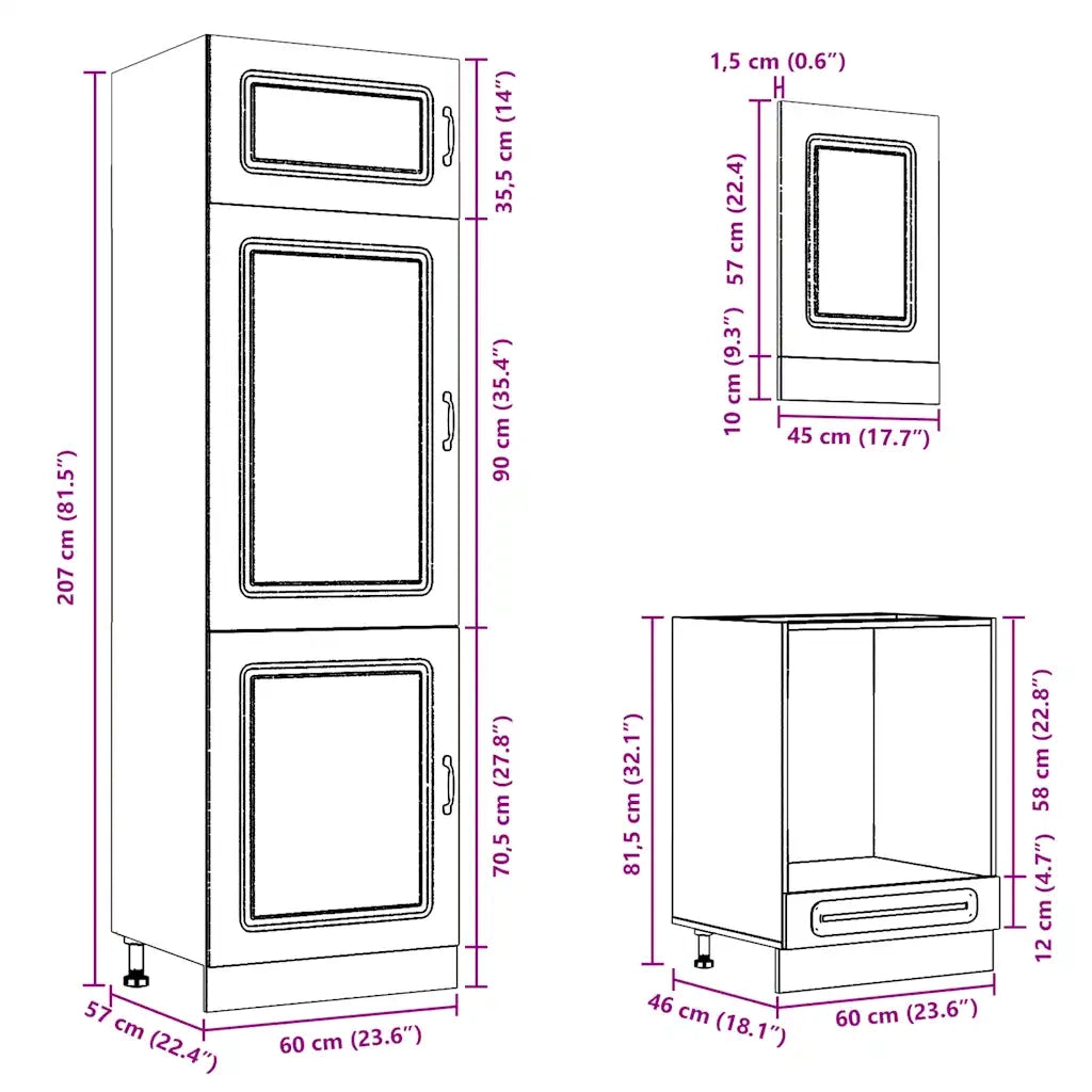 Set Mobili da Cucina 7 pz Kalmar Rovere Marrone in Truciolato