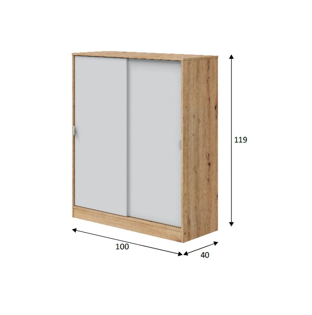 Armadio Camera da Letto Resana, Guardaroba 2 Ante 4 Ripiani, 40x119h cm Marrone Rovere Nodi