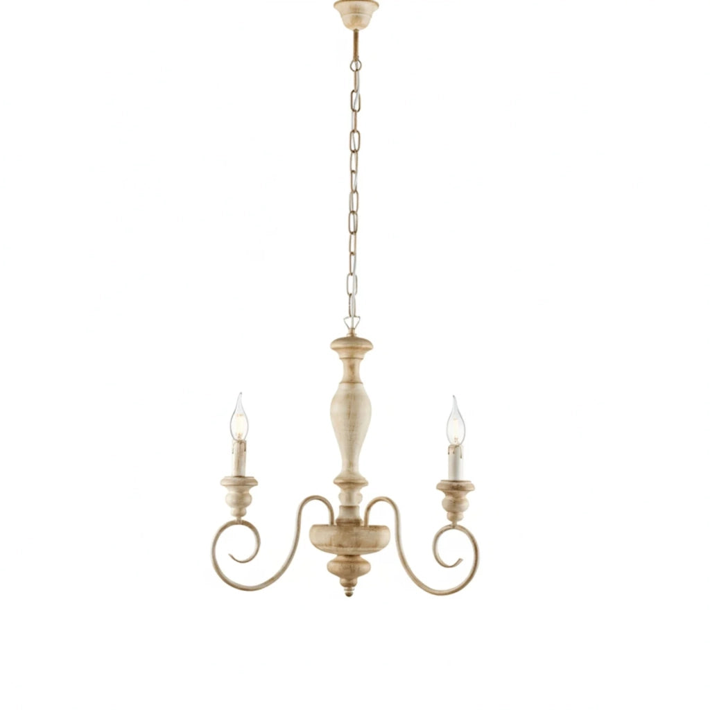 Lampadario Shabby Chic Cascina Bianco Tortora Vintage 3 Luci E14