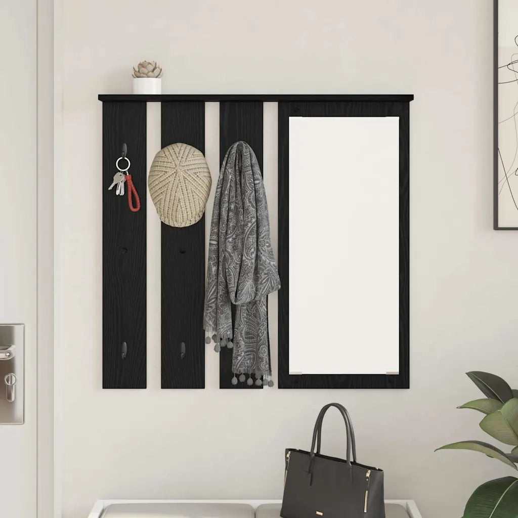 Appendiabiti a muro con lo scaffale Rovere nero 84 x 10 x 80 cm 874492
