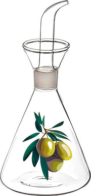 Bottiglia di Vetro per Olio Aceto Multifunzionale Dispensatore Infrangibile 250 ml Con Disegno di Oliva per Cucina e Cenere
