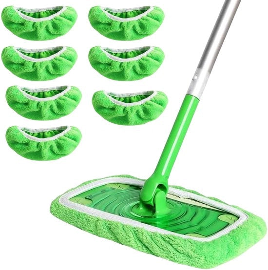 8 Set di Asciugamani per Swiffer Sweeper - Accessori per Aspirapolvere a Pavimento - Copertine di Rimpiazzo Verde per Asciugamani per Pavimento - Asciugamani di Rimpiazzo - Sacchetti di Asciugamani Microfibra Riciclabili