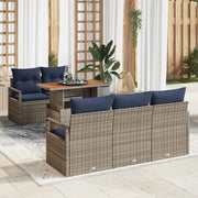 Set Divano da Giardino con cuscino 6 pcs grigio e blu navy