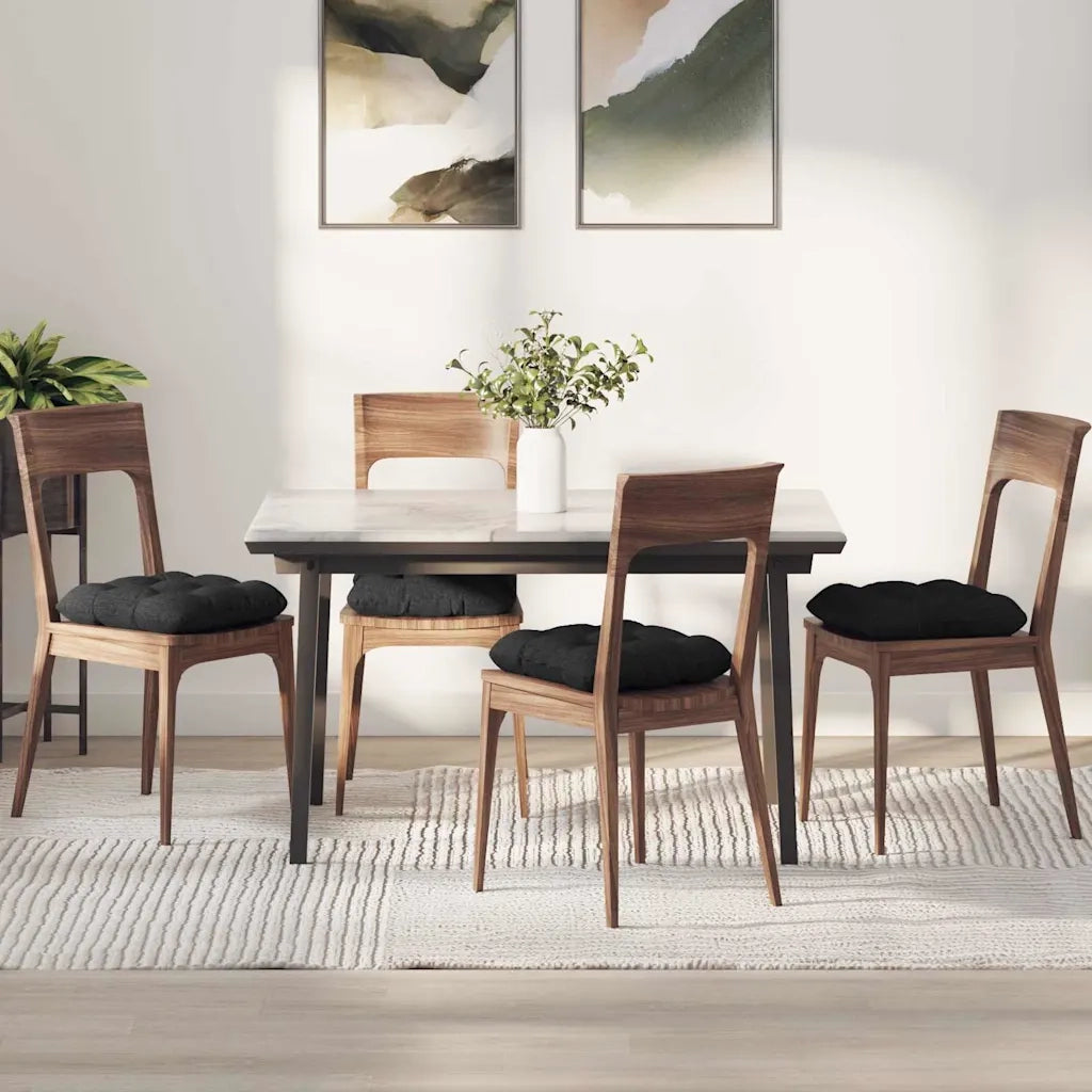 Cuscini per Seduta 4 pz | Cuscini per sedie Nero 40 x 40 x 12 cm Tessuto