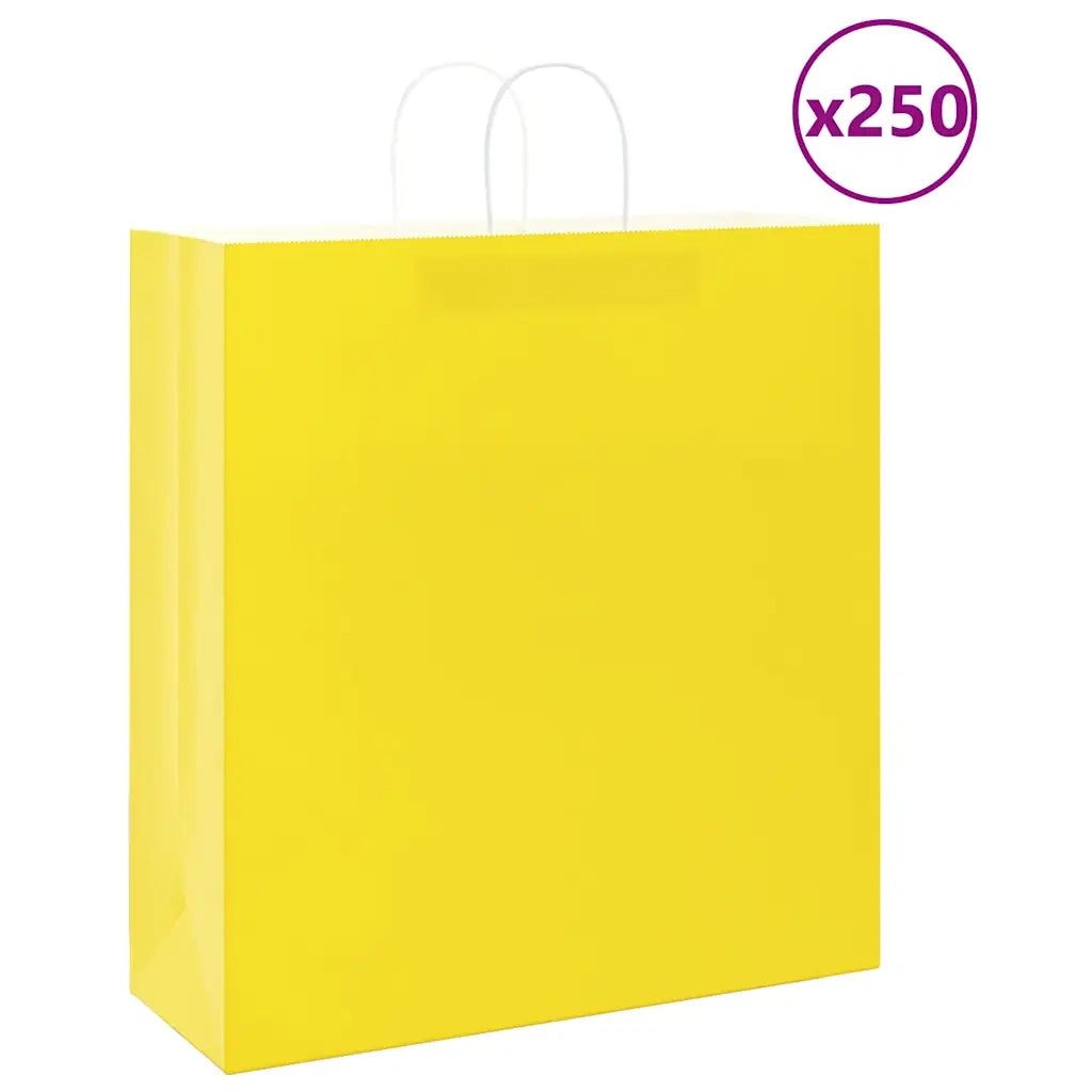 Sacchetti di Carta 250 pz con Manici Gialli 45x17x48 cm