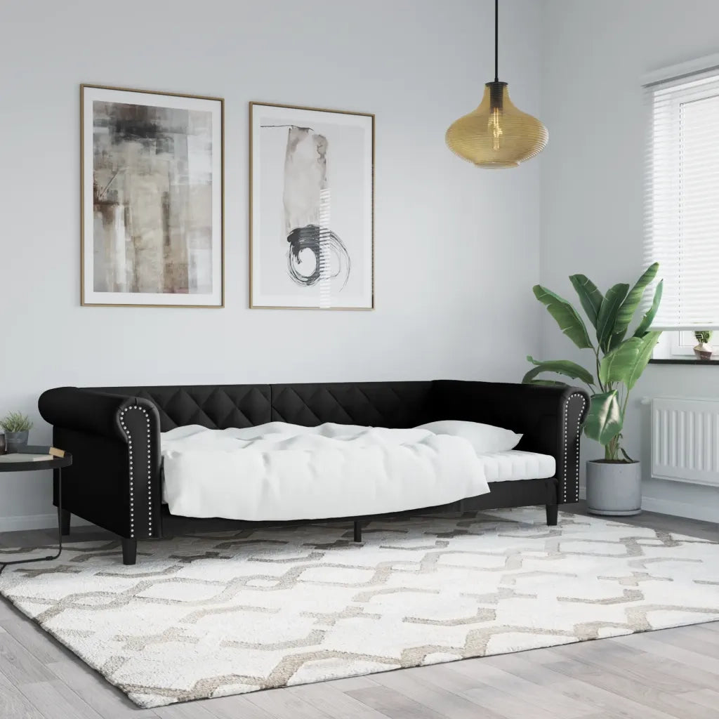 Letto singolo | Letto per adulti | Letto da Giorno Nero 100x200 cm in Similpelle