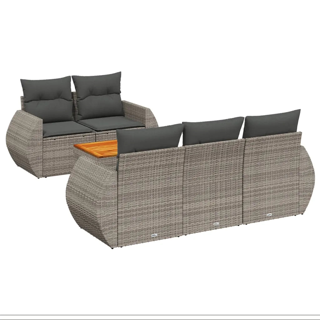 Set Divano da Giardino 6 pz con Cuscini Grigio in Polyrattancod mxl 116779