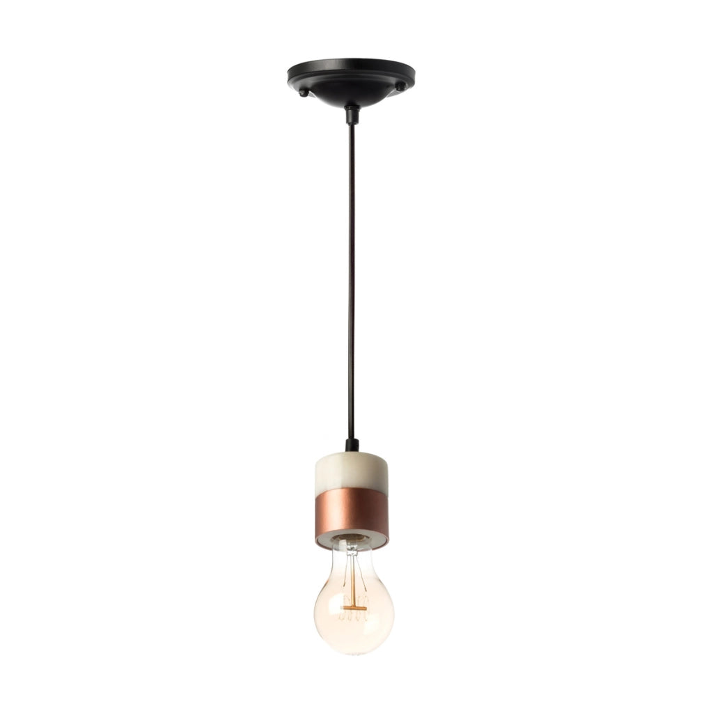 Lampada a sospensione Musica III in marmo bianco e rame