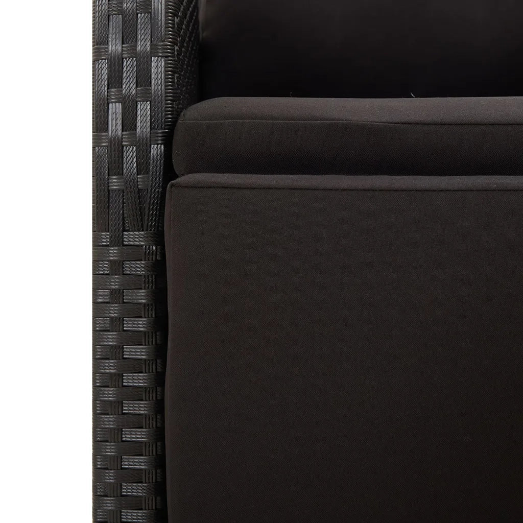 Set Pranzo Giardino 3pz Nero Polyrattan e Legno Massello Acacia 3157606