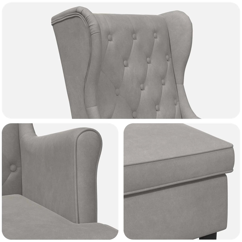 Poltrona con Ottomano 2 pz Grigio Chiaro Velluto 3418820