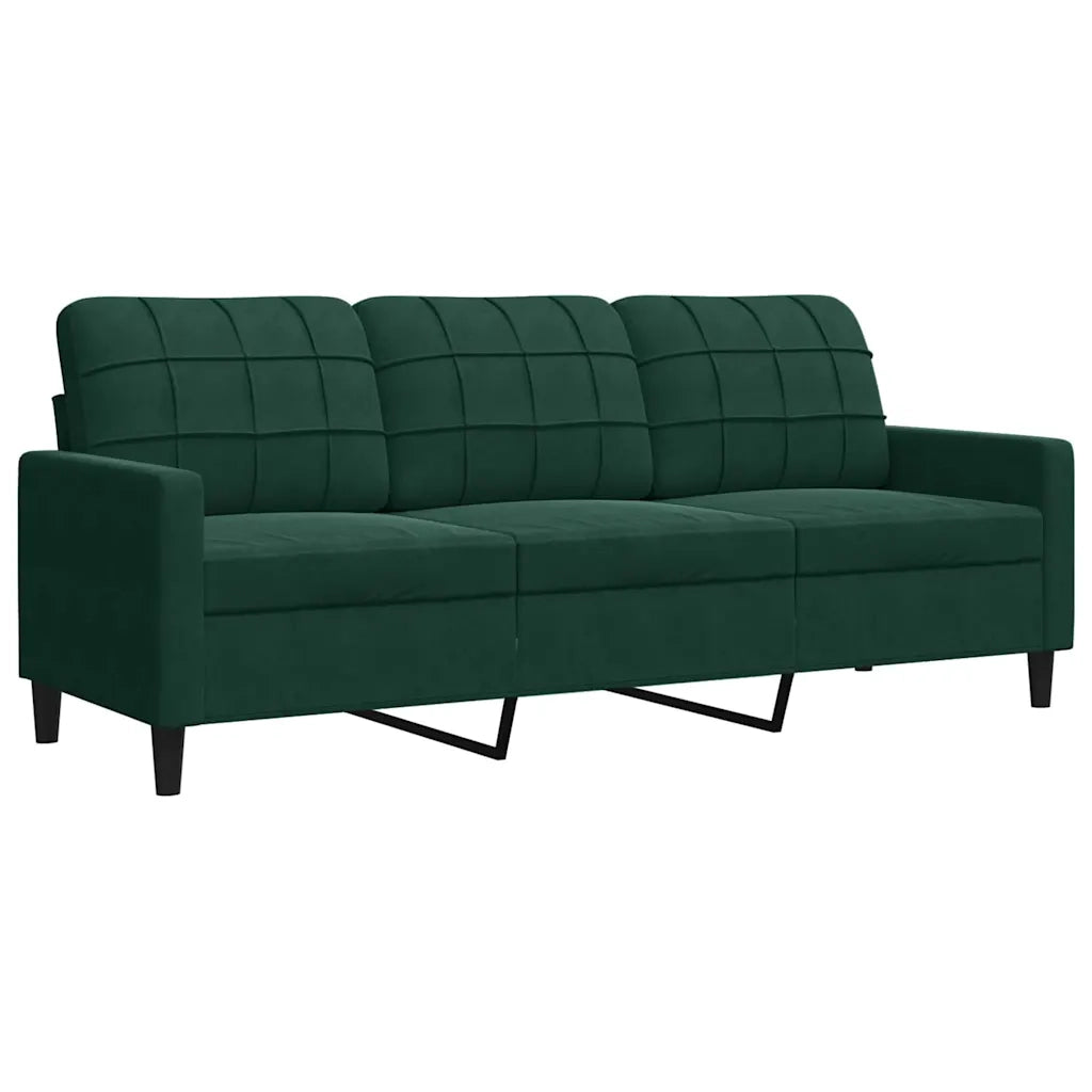 Divano a 3 Posti-Sofa 3 Posti Verde Scuro 180 cm in Velluto 495344