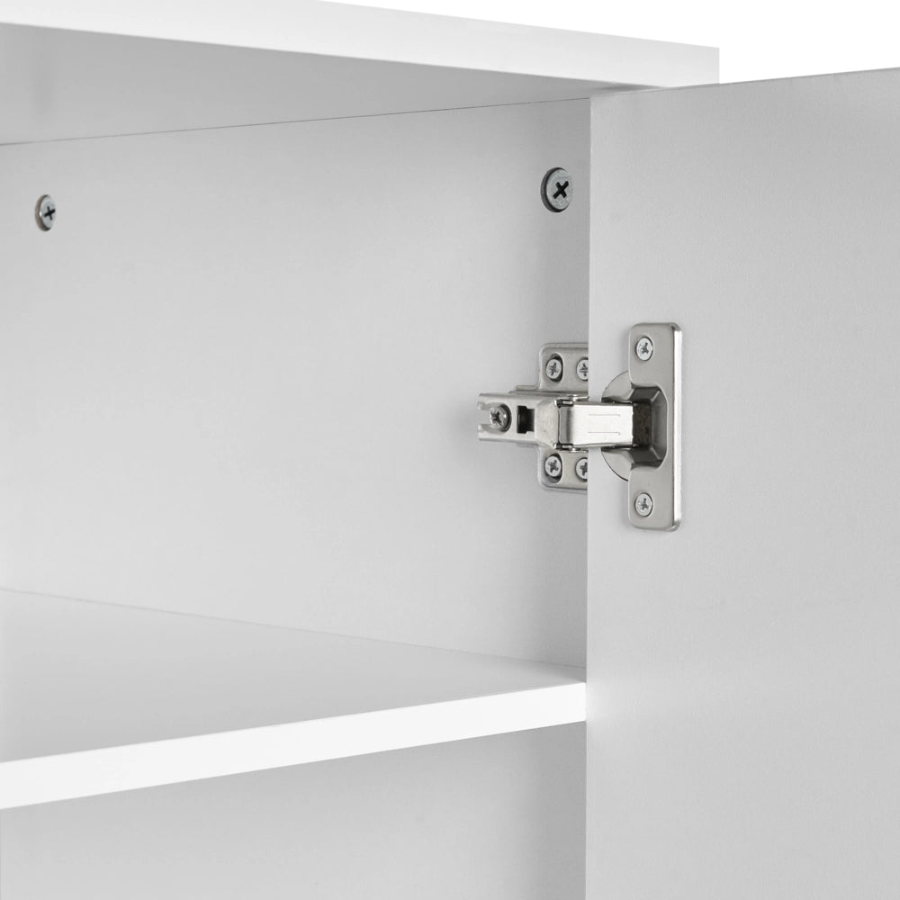 Scarpiera alta in truciolato bianco, 43 x 40 x 170 cm, per 12 paia di scarpe con scomparti, Moderno Minimalista
