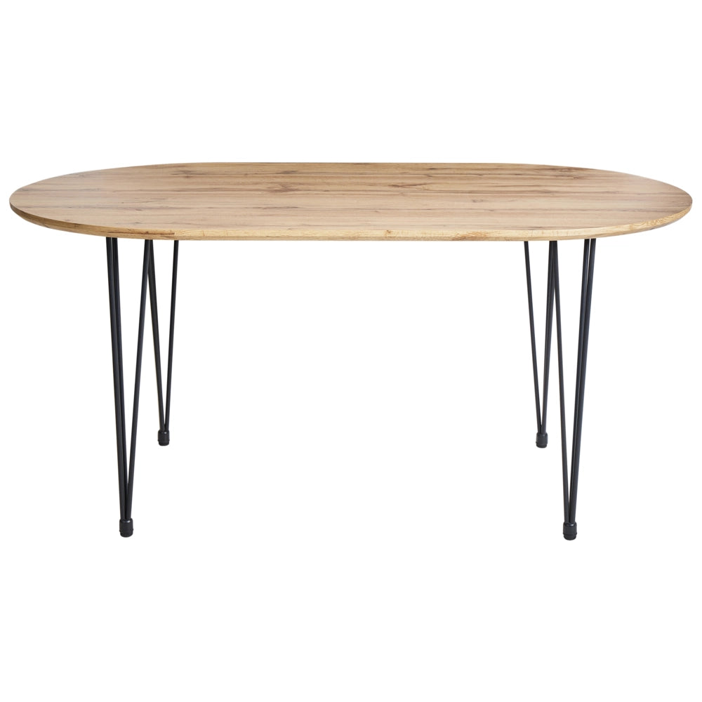 Tavolo da pranzo Piano in MDF marrone chiaro Gambe in metallo Gambe a forcina Stile industriale moderno