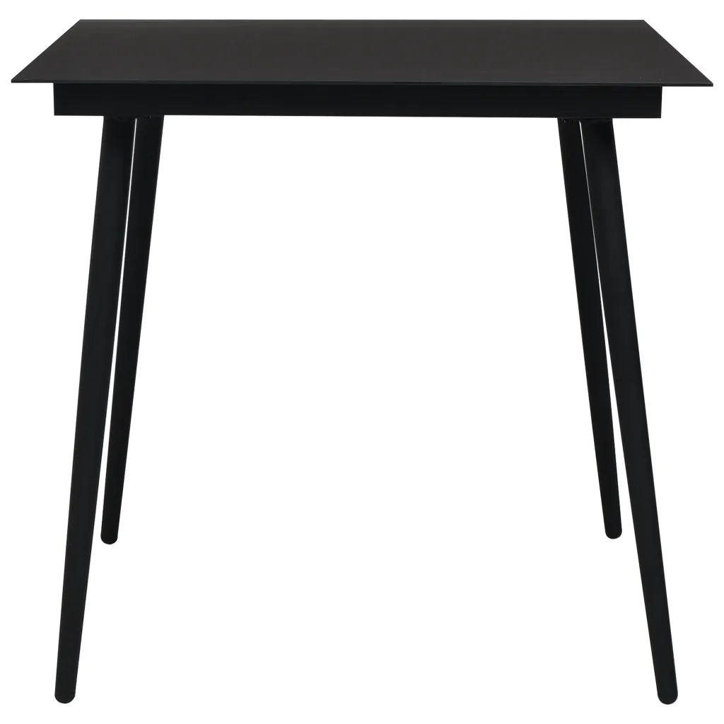 Tavolo da Giardino Nero 80x80x74 cm in Acciaio e Vetro 312157