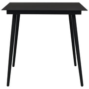 Tavolo da Giardino Nero 80x80x74 cm in Acciaio e Vetro 312157