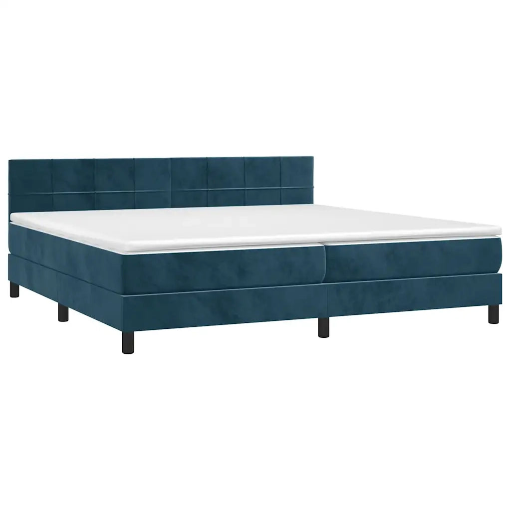 Giroletto a Molle con Materasso Blu Scuro 200x200 cm in Velluto cod mxl 62055