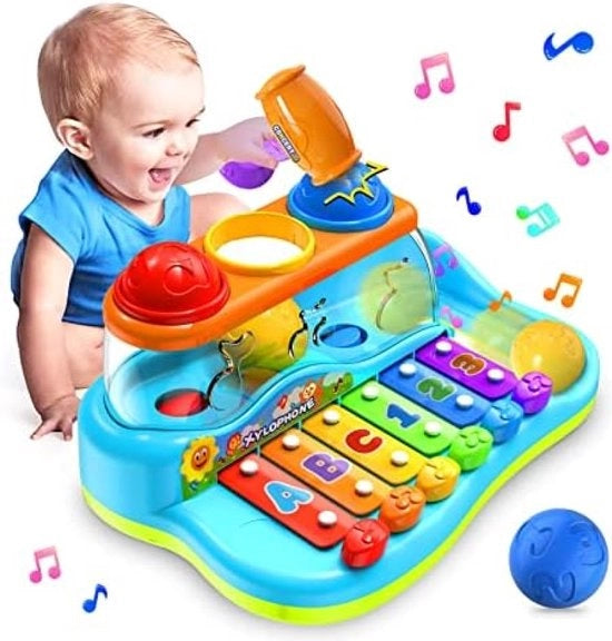 Xilofono per bambini con palline e martelletto, giocattolo musicale per bambini, età 6-12 mesi, giocattolo educativo per bambini, per bambini maschi e femmine