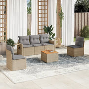 Set Divano da Giardino 6 pz con Cuscini Beige in Polyrattan