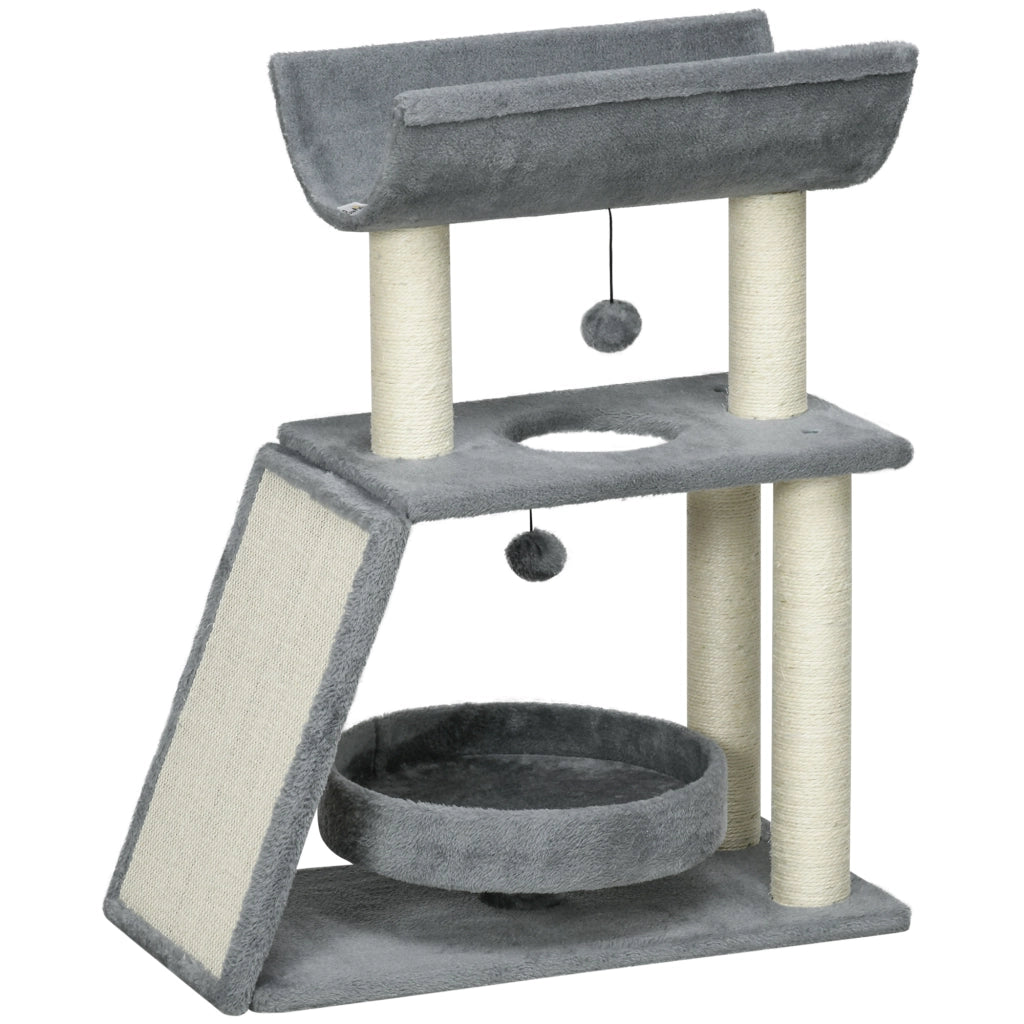 Letto per gatti con tiragraffi ¨C zephmum ¨C grigio chiaro 60x30x76 cm