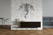 Decorazione metallica per parete drago nero 60 x 58 cm