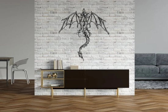 Decorazione metallica per parete drago nero 60 x 58 cm