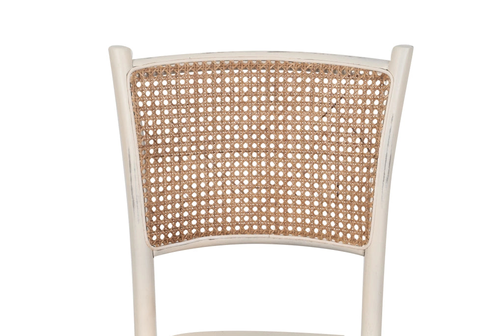 Biscottini Sedia Thonet in massello di frassino e seduta rattan finitura bianca anticata