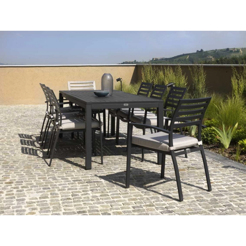 Tavolo alluminio boston allungabile antracite rettangolare cm 160/220x90h76