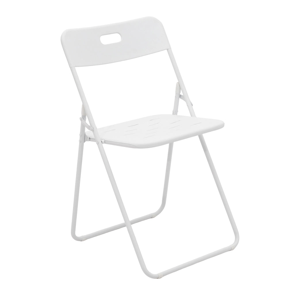 Set bistrot pieghevole; 3 pezzi per 2 persone; acciaio; bianco