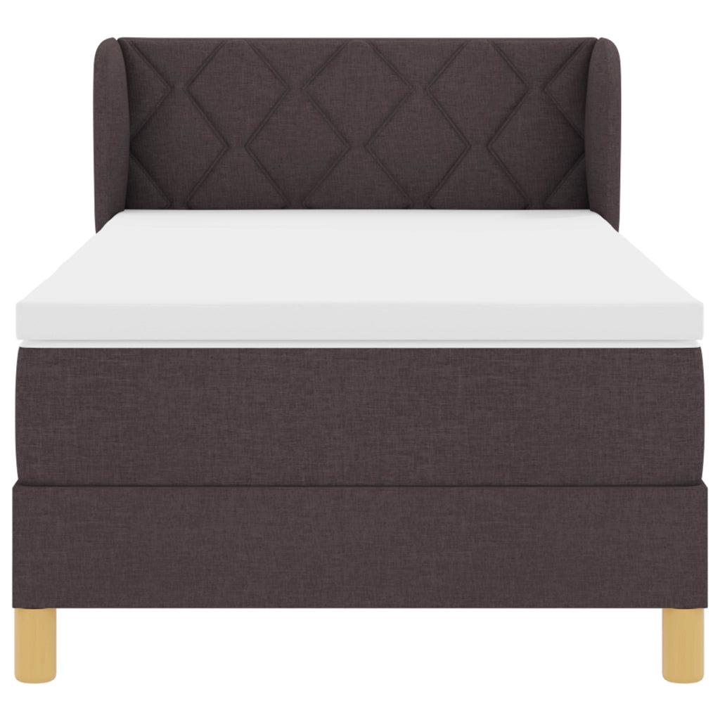 Letto Box Spring con Materasso marrone scuro 90x190 cm in tessuto