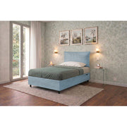 Letto imbottito Piazza e mezzo 120x190 cm Soft - Contenitore,Microfibra,Azzurro