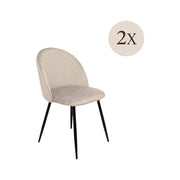 Set di 2 sedie Achito, Poltrona rivestita in velluto, Sedia da pranzo imbottita, Seduta per riunioni, 51x54h82 cm, Grigio chiaro