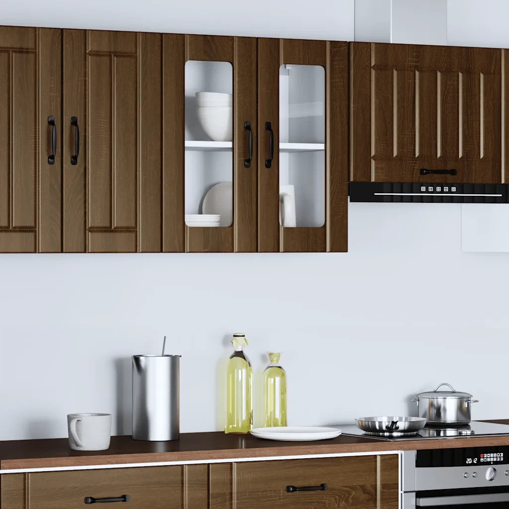 Pensile da Cucina con Porta in Vetro Lucca Rovere Marrone