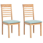 Set di 2 sedie da pranzo imbottite in legno di gomma poliestere marrone chiaro e verde menta Stile tradizionale