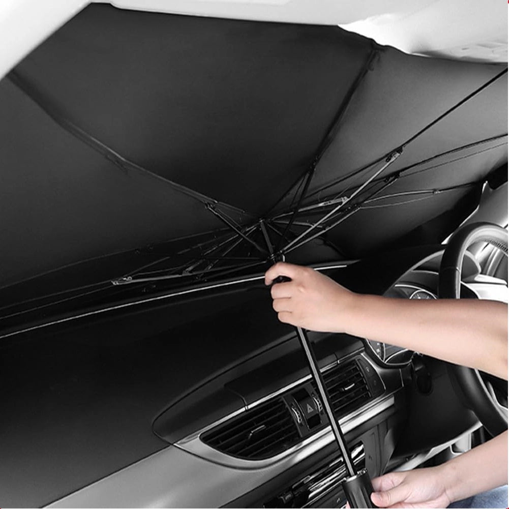 Kit 2pz Parasole Auto Protezione Solare Anteriore Apertura Ombrello Salvaspazio