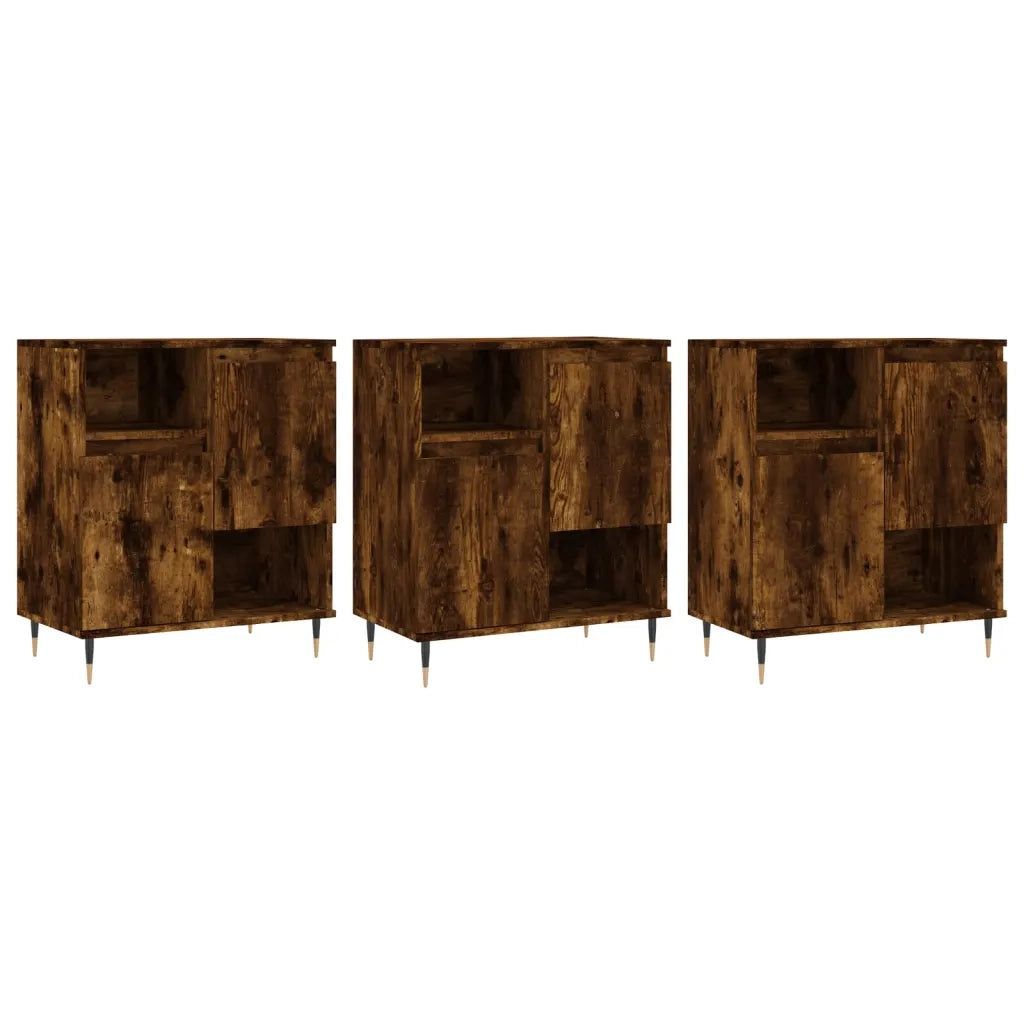 Credenze 3 pz Rovere Fumo in Legno Multistrato 3190146