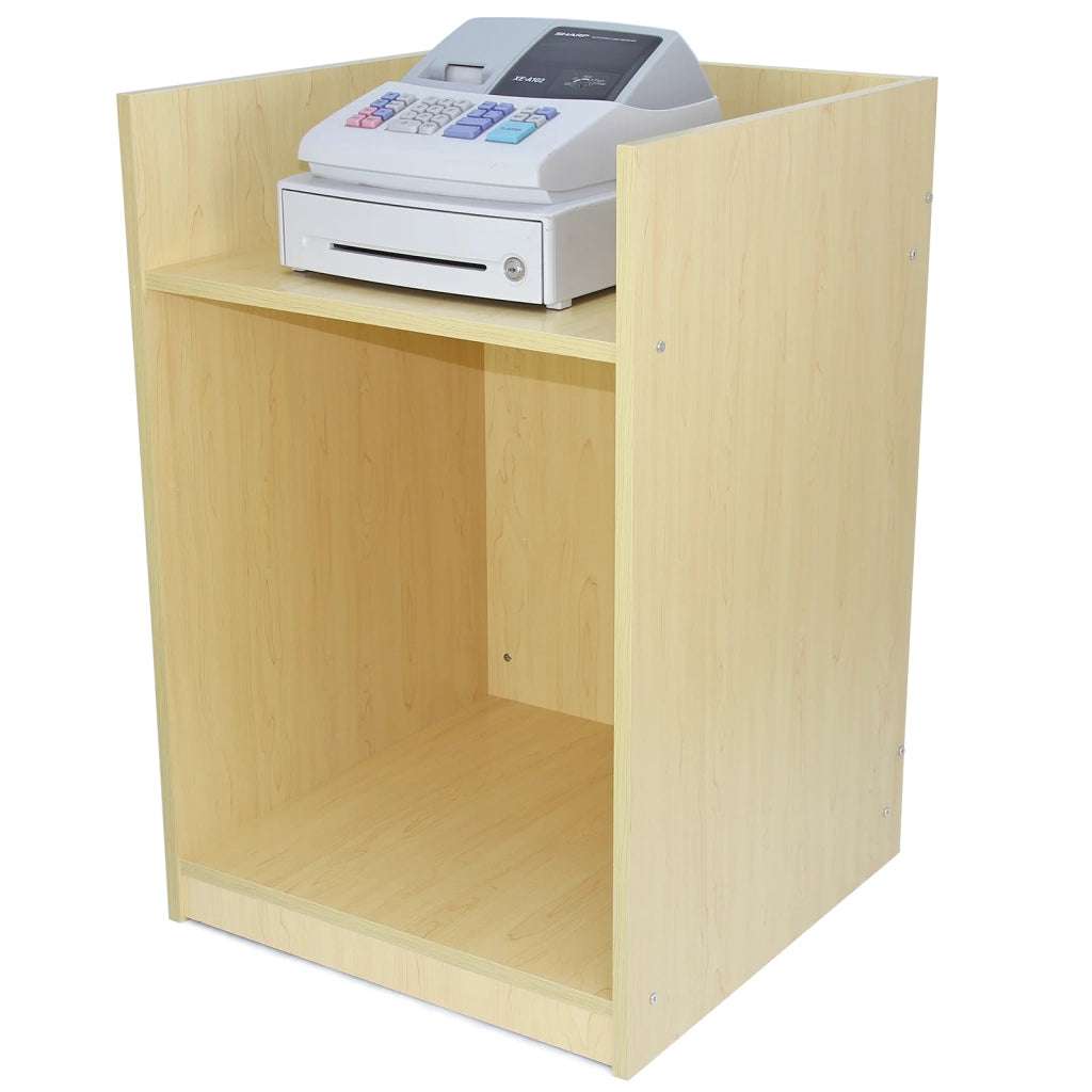 Bancone Cassa TB60 Acero – MDF con 2 Ripiani Interni
