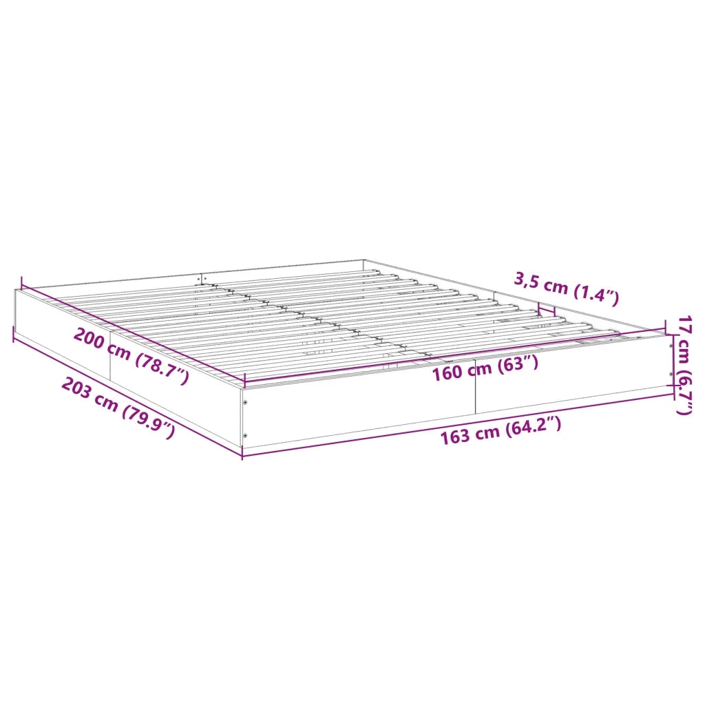 Giroletto senza Materasso Rovere Fumo 160x200 cm in Truciolato 842011