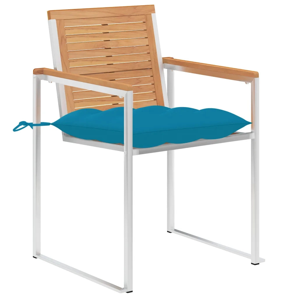 Sedie da Giardino 2 pz | Sedie da Esterno con Cuscini in Legno di Teak e Acciaio