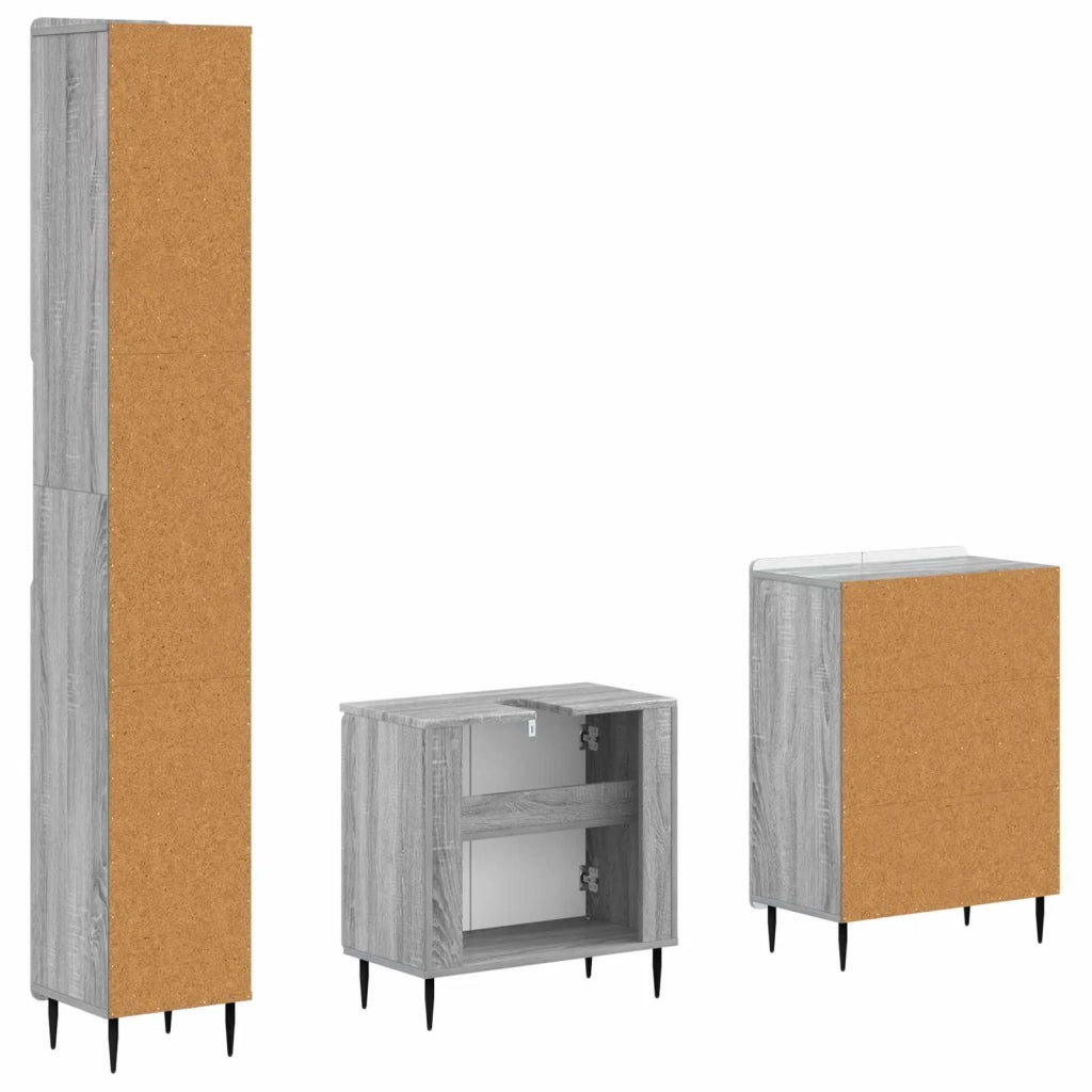 Set di armadietti da bagno in 3 pezzi ZWOLLE Sonoma grigio 3417438