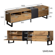 Console TV rustica - Xylo - Panneaux corti grana legno 180cm